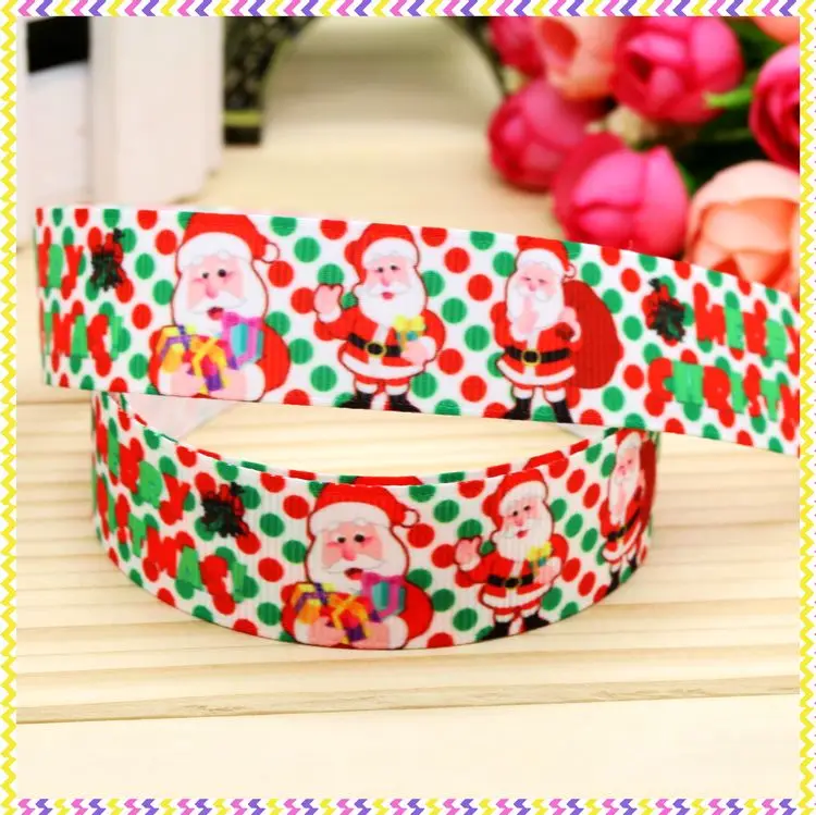 7/8 '' бесплатная доставка Рождественский олень Санты с принтом лента для волос