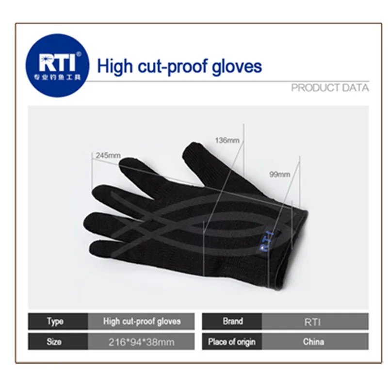 RTI Anti-Cutting Fishing Gloves Stainless Steel Wire Durable Finger Protective Safety Outdoor Glove Luvas Guantes Tools | Спорт и