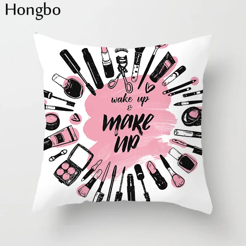 Чехол для подушки Hongbo Pink Love полиэстеровый мягкий декоративный чехол диванной