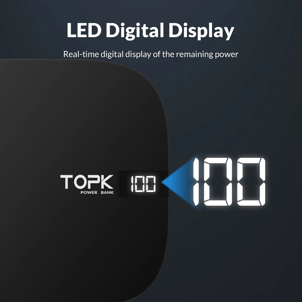 TOPK 10000 мАч Внешний аккумулятор с двумя USB мини портативными мобильными телефонами