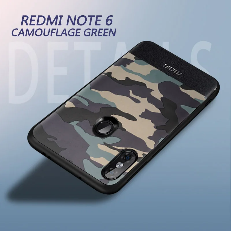 Для xiaomi redmi note 6 pro Чехол камуфляжной расцветки стильный Комбинированный Кожаный чехол note6 pro fundas capas Mofi redmi note 6 Чехол - Цвет: Camouflage green