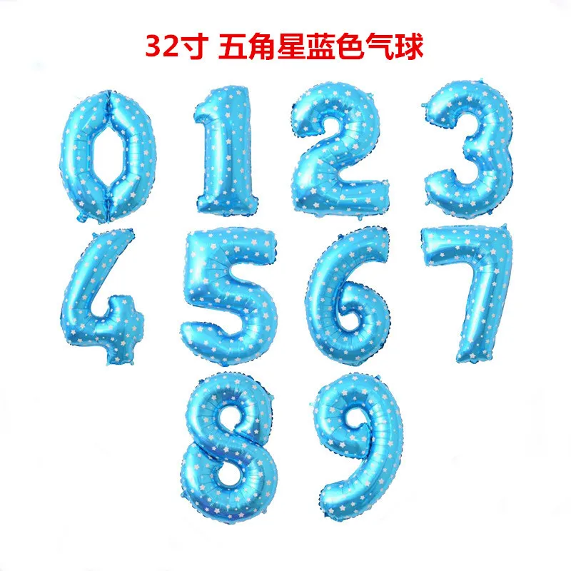 32 inch blue pink digital aluminum balloon Birthday party layout medium number balloons Decor Air Baloons Event Party Supplies | Дом и сад