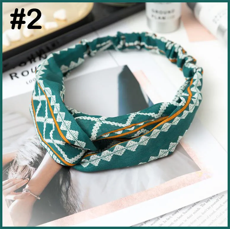 free shipping 8pcs Women Girls Summer Bohemian Hair Bands Print Headbands Retro Cross Turban Bandage Bandanas HairBands | Аксессуары для