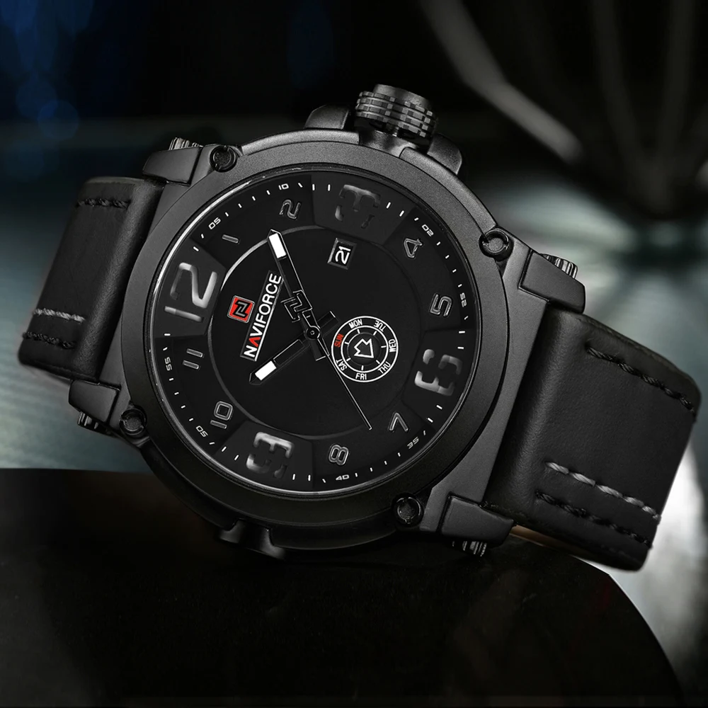NAVIFORCE мужские часы лучший бренд роскошные спортивные кварцевые с кожаным