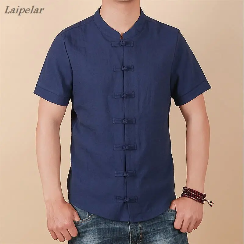 Китайская мужская одежда рубашка модная трендовая хлопковая льняная