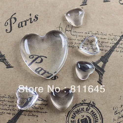 

200pcs/Lot, Good Quality 18mm Dome Heart Transparent Clear Magnifying Glass Cabochon