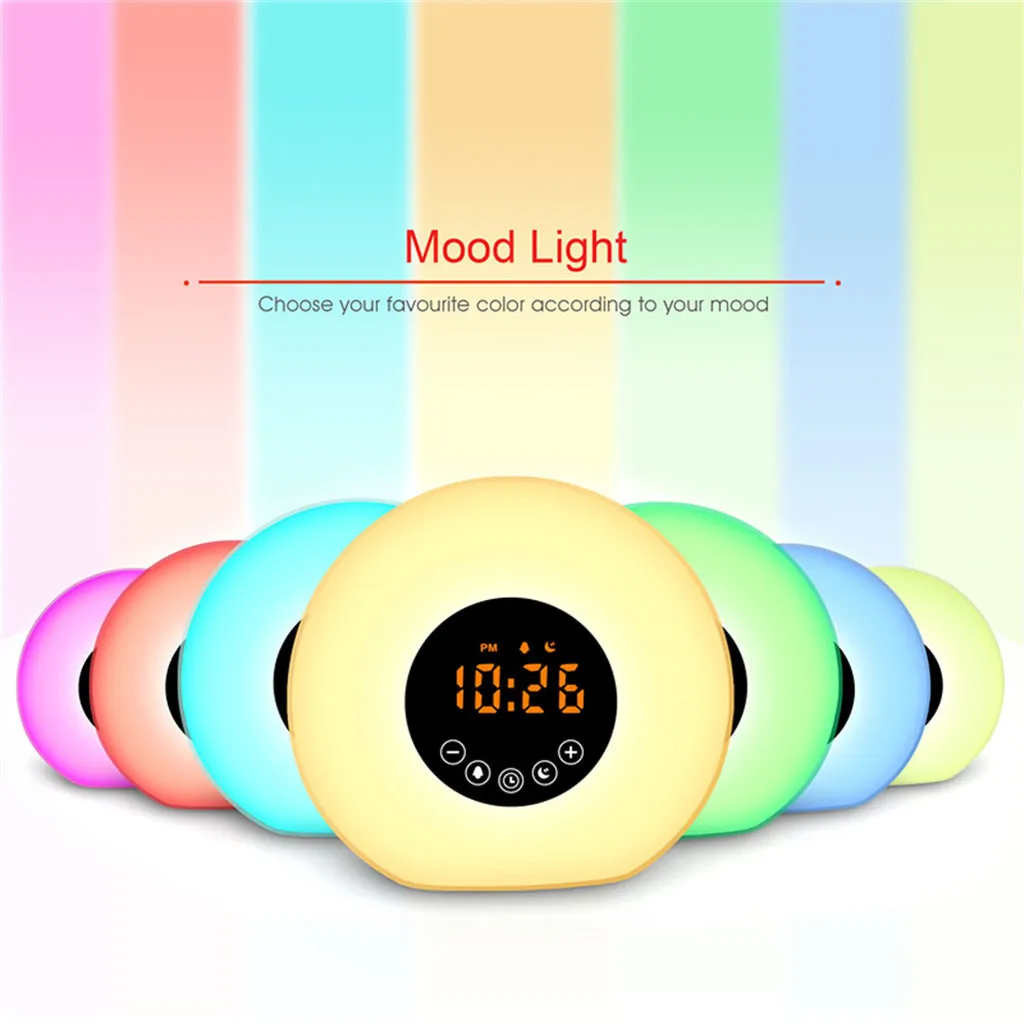 Светодиодный светильник Sunrise Wakeup, белый, теплый, белый, RGB, будильник, часы-фонарик, FM цифровое радио, светодиодный ночник, изменение цвета, Осенний сон Z528