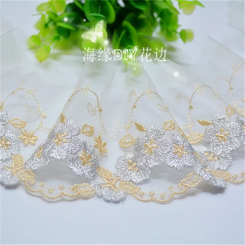 5yds 5Colors Embroidery Flower Applique Lace Bridal Dress Sewing Trims Doll Clothes Decoration skirt Mesh 8cm LC0135 | Дом и сад