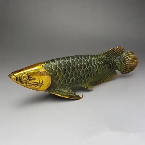 

Chinese bronze gilt old handwork lucky home decoration handicraft ' Fish ' shipping free