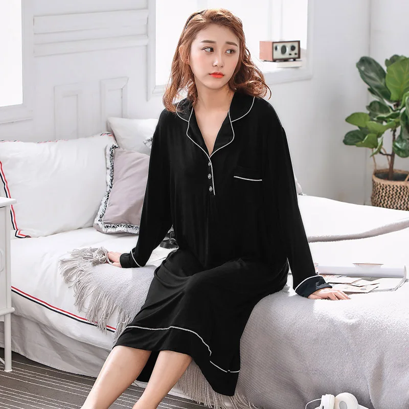 4xl-5xl размера плюс материал модал спальное платье женские ночные рубашки пижамы длинные 508