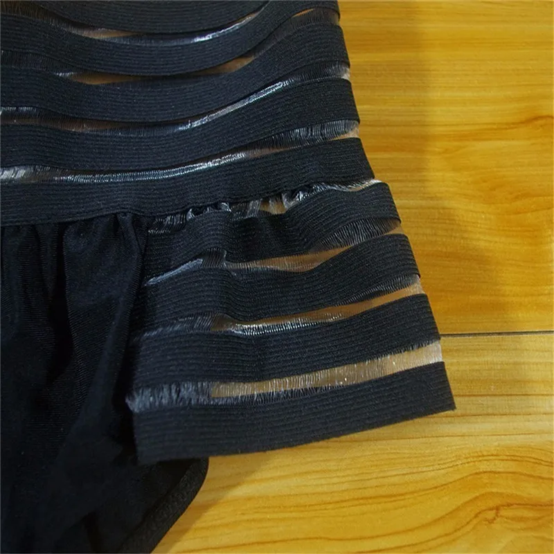 Комплект бикини черный пикантные сетчатые высокого ждать купальник Трусики