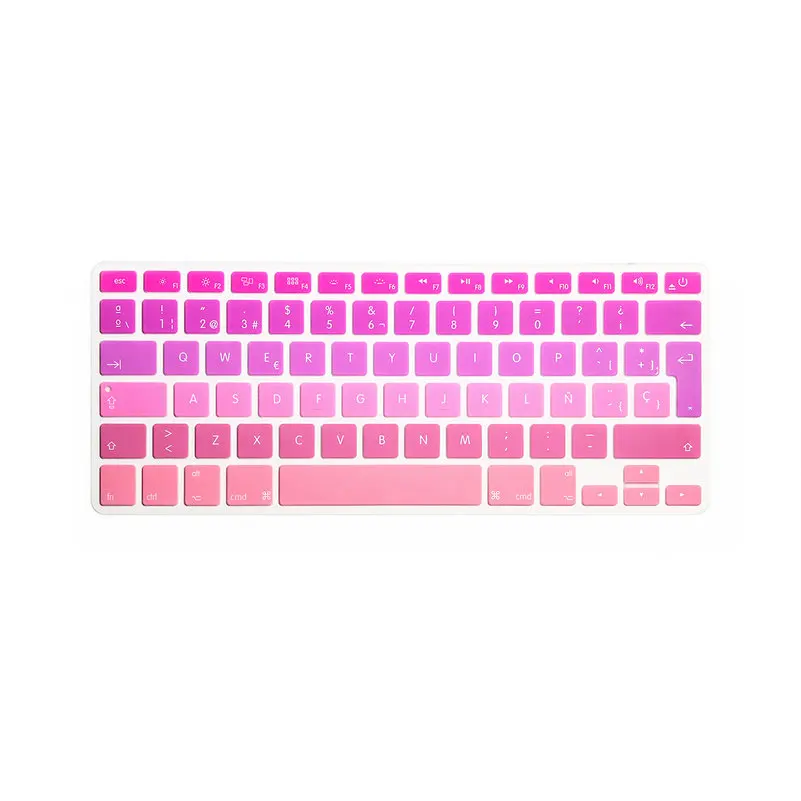 Оптовая продажа ESP испанская Радужная Клавиатура Защитный чехол для Macbook Air 13 Pro 15