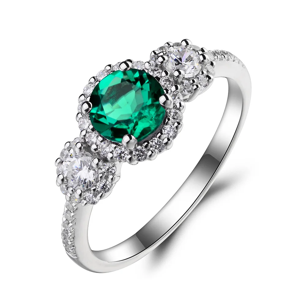 Женское кольцо из серебра 925 пробы с изумрудом | Кольца