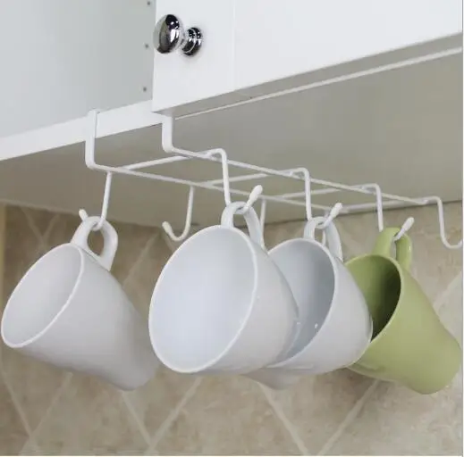 tainless Steel Hanger Hooks Cupboard Cup Holder Drainer Hanger Closet Under Shelf 8 Hook for Storage Cup Glass Mug YH1621