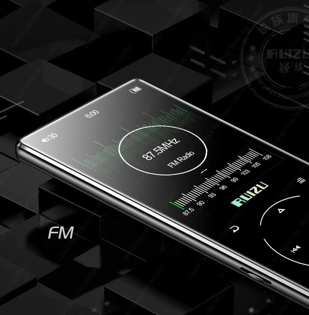 RUIZU D16 Metal Bluetooth MP3 Player Portable Audio 8GB Music Player with Built-in Speaker FM Radio,Recorder,E-Book,Video Player