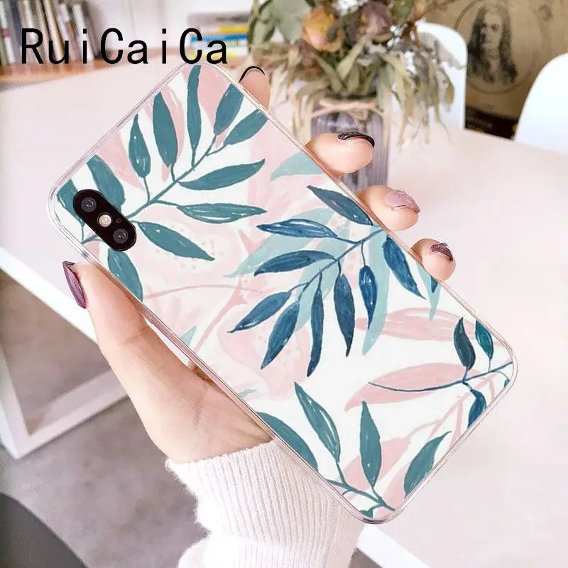 RuiCaiCa Palm tree Leaves Plant Flower Cover Soft Shell Phone Case for iPhone 6S 6plus 7 7plus 8 8Plus X Xs MAX 5 5S XR 10 | Мобильные