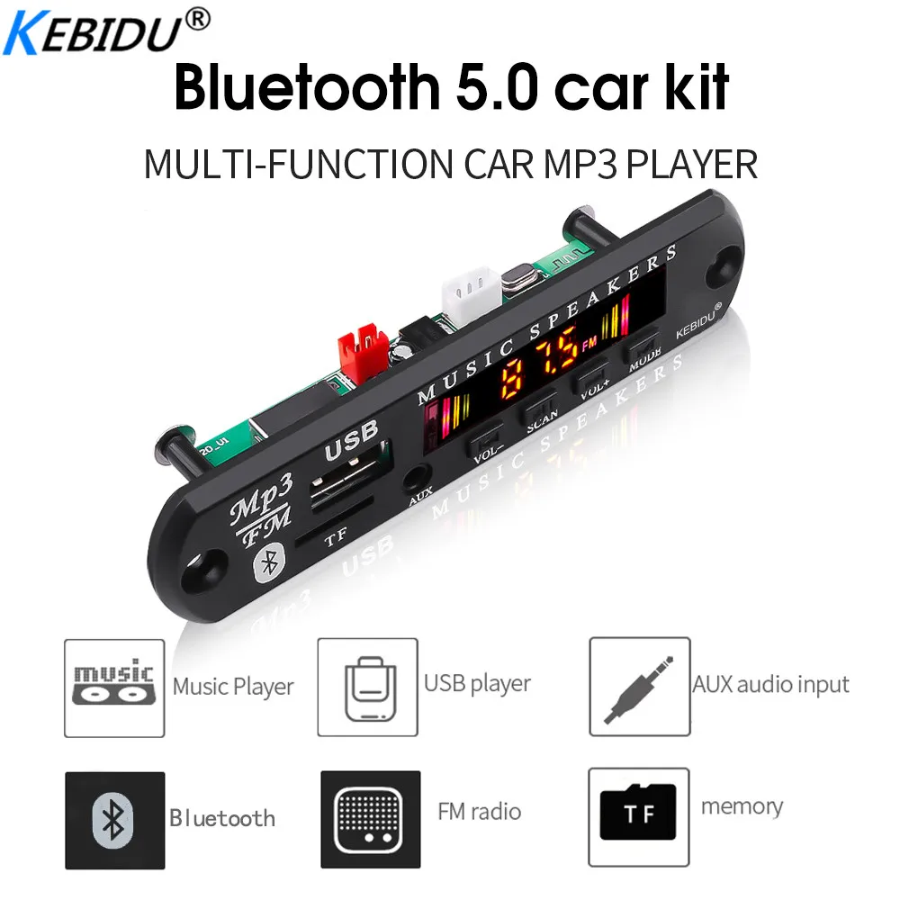 Kebidu беспроводной Bluetooth 5 0 DC 5V 12V MP3 декодер плата аудио модуль USB FM TF радио AUX вход