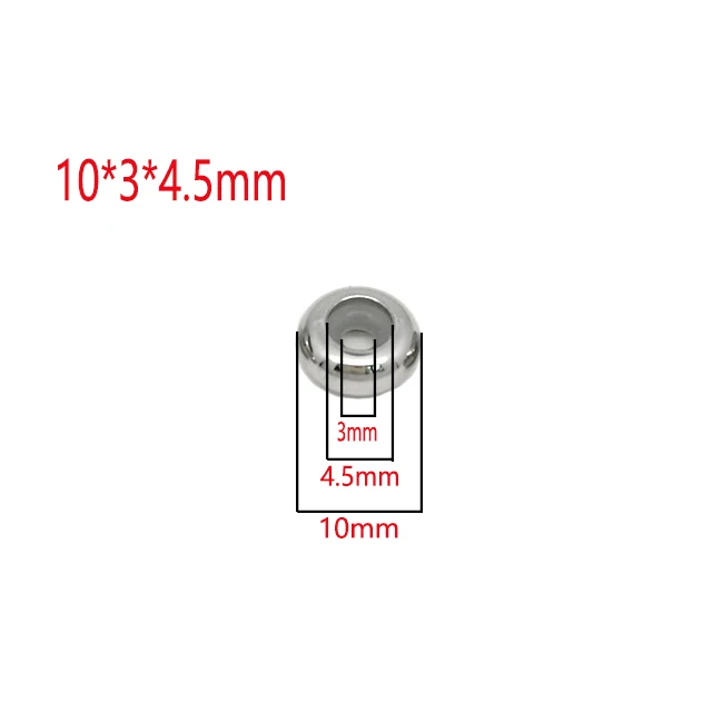 10x3x4.5-10Pcs Пробка из нержавеющей стали разделительные бусины с резиновой вставкой сердечника для управления DIY ожерелья и браслеты длина ювелирных изделий - Цвет: 10x3x4.5-10Pcs