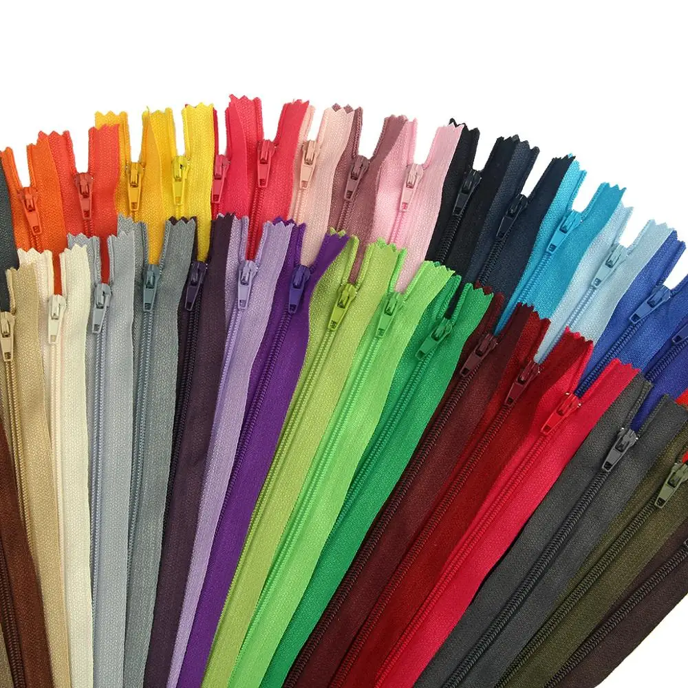

10PCs 3# Nylon Coil Zippers Garment Tailorwork Accessories Bag Trousers Slider DIY Sewing Clothing Closure Zips Closed-end 24cm