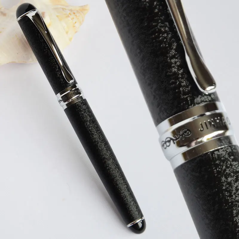 Шариковая ручка JINHAO X750 с шероховатой поверхностью Черная/серебристая 750 белая