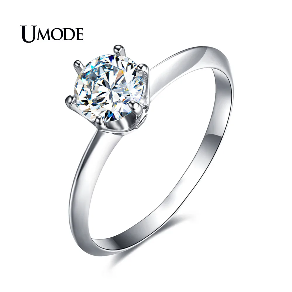 Женские кольца с фианитами UMODE обручальные белого и золотого цвета кристаллами