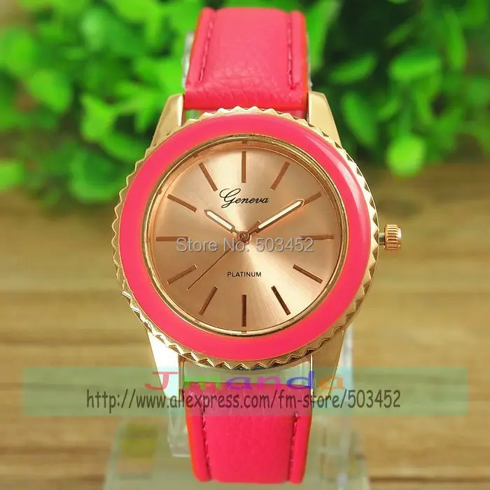 100 шт./лот Модные женские кварцевые наручные часы с кожаным ремешком простые