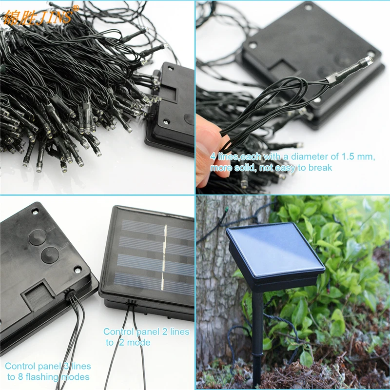 12M Waterproof гирлянда Solar Led Strip Outdoor Tree Luces Lights Holiday светодиодная лента Decorations |