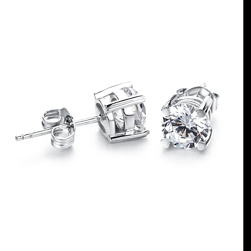 Изысканные ювелирные изделия серьги-гвоздики 14 карат с круглыми камнями из