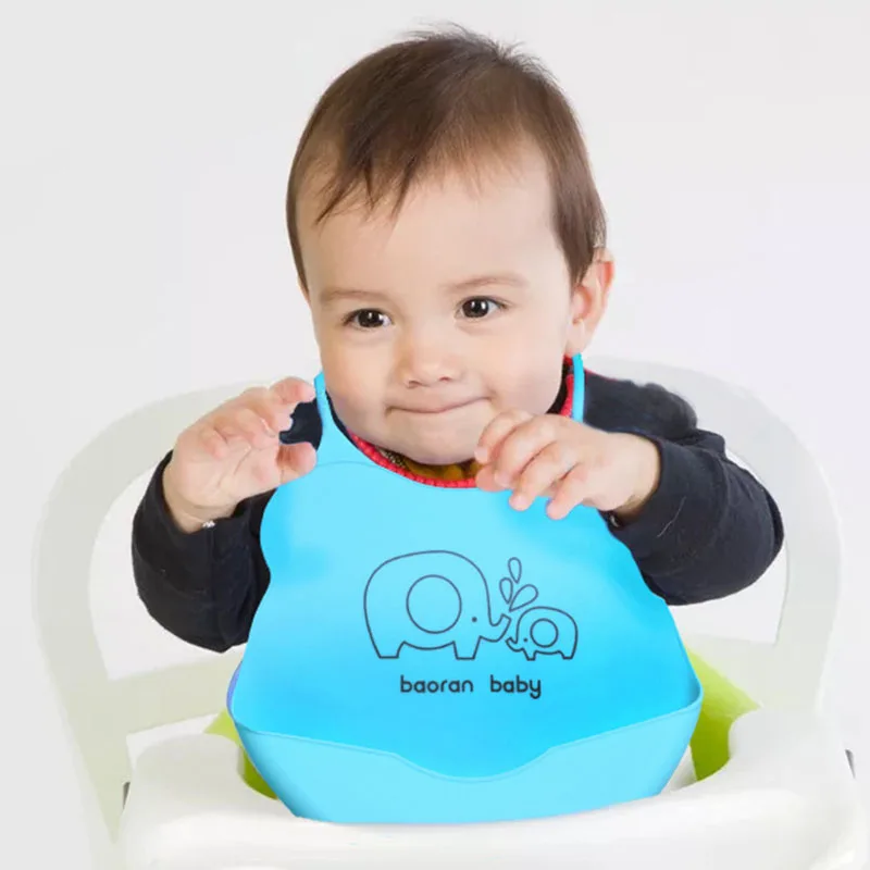 

Waterproof Silicone Bib Easily Wipes Clean Comfortable Soft Baby Bibs Foldable Kid Toddlers Bibs AN88
