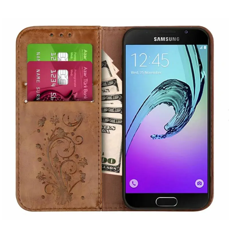Кожаный чехол-книжка с бумажником для Samsung Galaxy A7 A5 A3, чехол с тиснением, чехлы-книжки для Samsung A5 A3, A310, A510, сумка