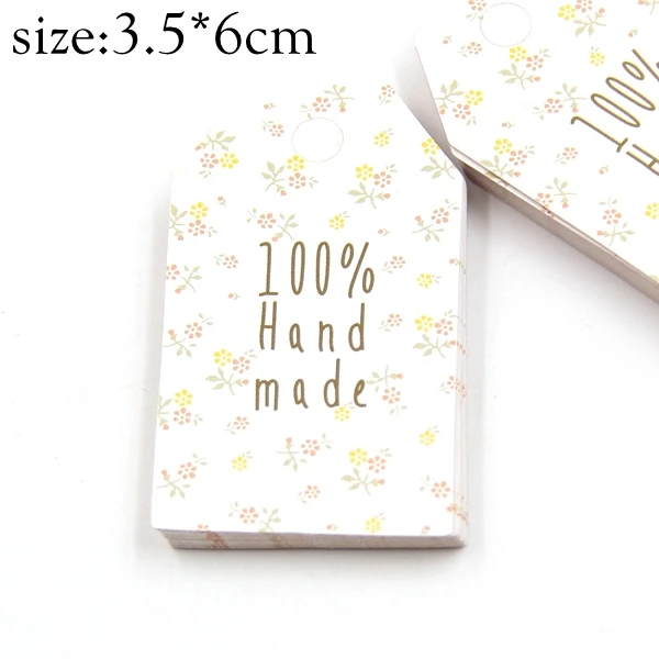 Small 100 handmade Новинка, 50 шт./лот, бумажные бирки со струной, сделай сам, ярлык для рукоделия, багажа, вечерние, для свадебной вечеринки, для заметок, бирка, упаковочные материалы для подарков - Цвет: Small 100 handmade