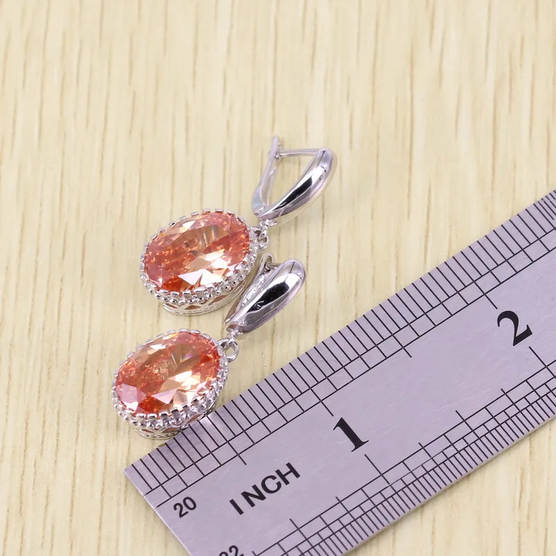 Сверкающие оранжевый Morganite Браслеты Ювелирные наборы для Для женщин ангельский