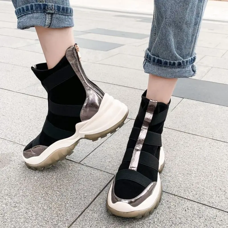 Taoffen 2020 Real Leather Ladies Winter Boots Soft Round Toe Fashion Sneaker Shoes Woman Thick Bottom Ankle Size 34-39 | Обувь