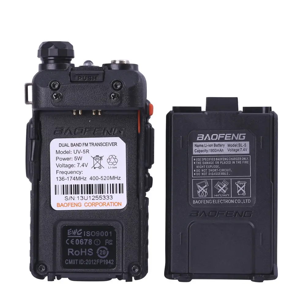 Portable Radio Set BaoFeng UV-5R 5W Dual Band VHF/UHF Handheld Two Way Radio CB Walkie Talkie Ham Radio Communicator Transceiver