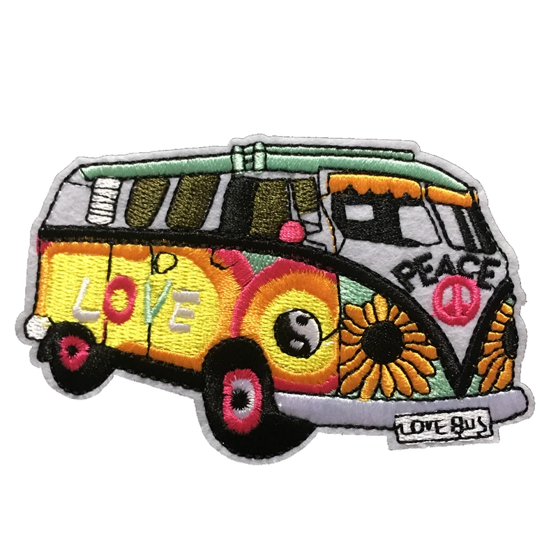 5PCS/lot Colorful Peace Bus Embroidered Iron on Patches for Clothes DIY Sewing Accessories | Дом и сад
