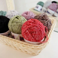 free shipping 50gball shining gold and silver thread fancy crochet bag hand woven wool hat doll