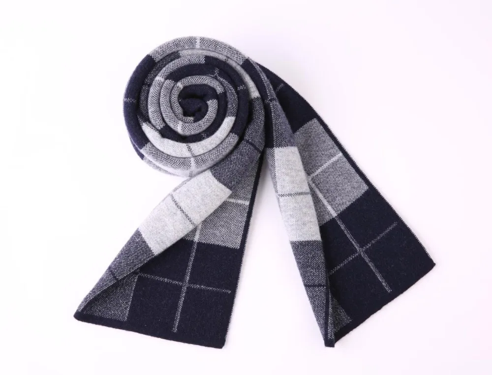 Новое поступление 100% шерстяной шарф мужской теплый осенне зимний клетчатый