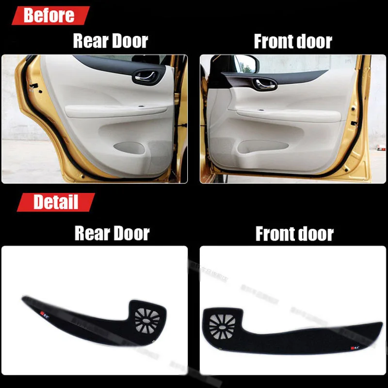 4 шт. декоративные тканевые коврики для Nissan Tiida 2011 2014|door protection|for nissanpads door |