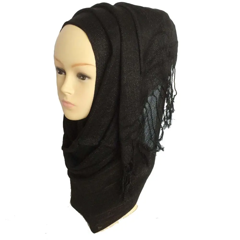 Black Обычный Блеск Shimmer Блеск Блестящий Шарф Хиджаб Шаль Wrap Ид Свадебное Украшение Абая, 50 цветов для выбора,, PH013 - Цвет: Black