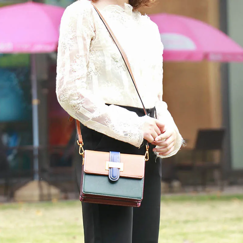 Сумка кросс-боди Женская составного кроя цветной саквояж в Корейском стиле