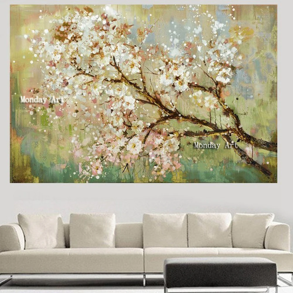 

Large Hand painted plum Canvas oil paintings Abstract Money plum tree Oil Painting Modern art Living Room Wall Decor no Framed