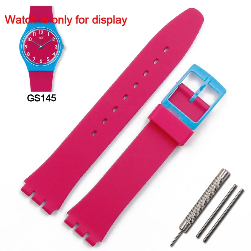 Силиконовый ремешок пряжка аксессуары для часов 17 мм для Swatch GB274 GW164GN239 спортивный водонепроницаемый браслет женский мужской ремешок для часов - Цвет ремешка: GS145