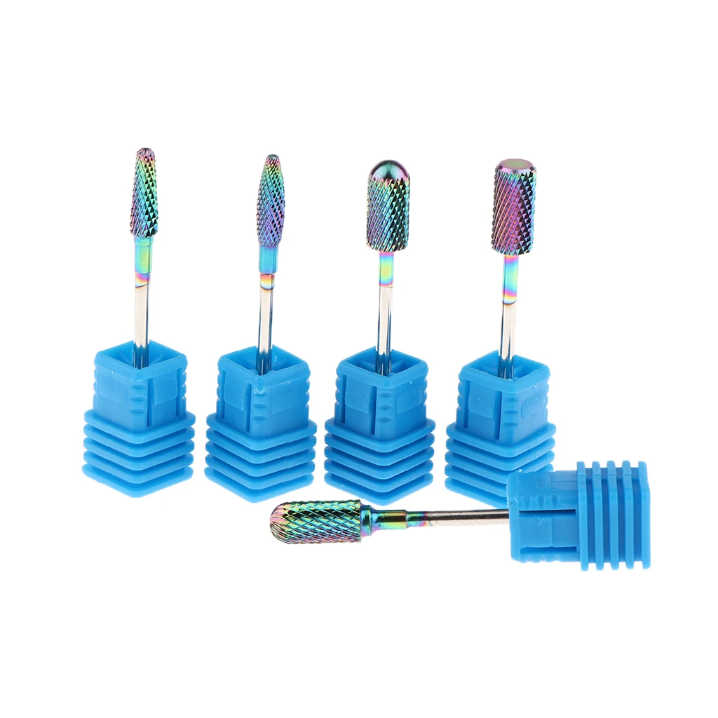 5Pcs 5 Sizes Tungsten Steel Alloy Nail Drill Bits for Acrylic Gel UV Nails Removal, Safety Cuticle Dead Skin Cleaner
