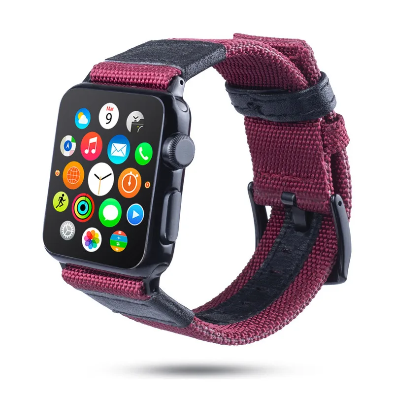 Nylon Leather Watchband for Apple Watch 44mm 42mm 40mm 38mm Strap Iwatch 4/3/2/1 Wrist Band Jeep Style Belt | Наручные часы