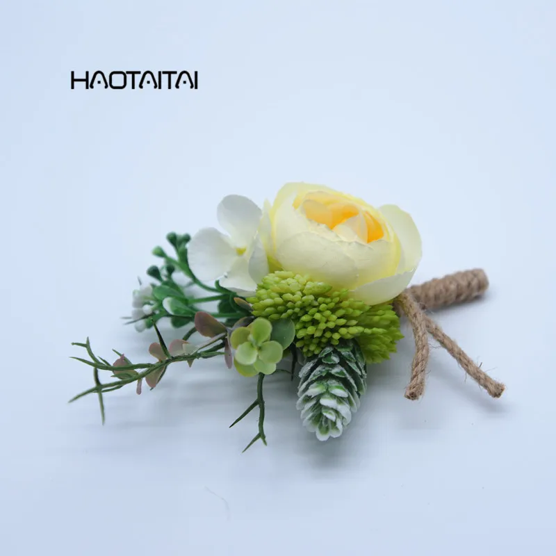 Бутоньерки Красный Новая Мода Best Man Цветы корсаж для жениха дружка Свадебный
