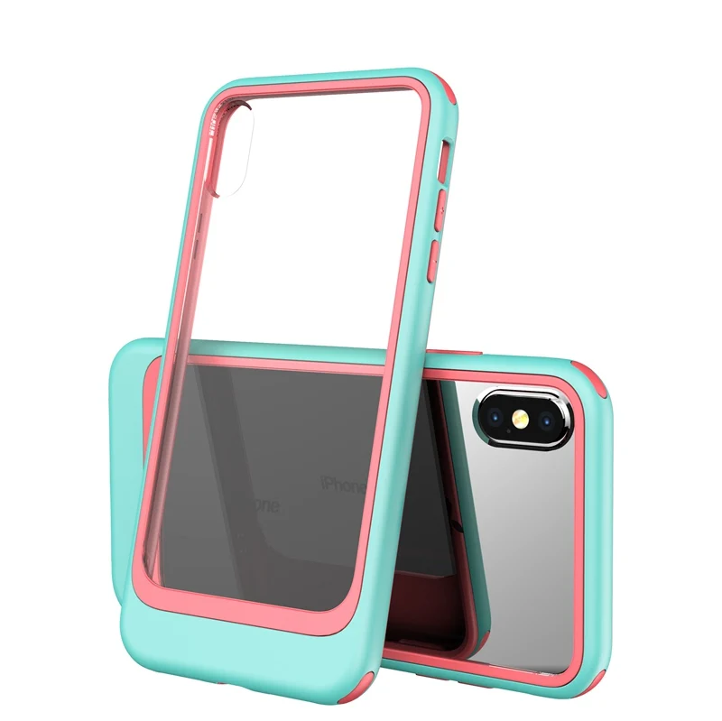 Green Pink Чехол для iPhone XS Max XR XS X 7 8 Plus, хит цвета, 2 в 1, комбинированный прозрачный акриловый защитный чехол, защитный чехол для iPhone 11 Pro 11 Pro Max - Цвет: Green Pink