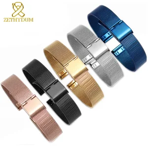 Миланская сетка браслет из нержавеющей стали Ультратонкий ремешок для общего тонкого ремешка 6 8 10 12 14 1618 20 22 24 ремешок для часов, мм