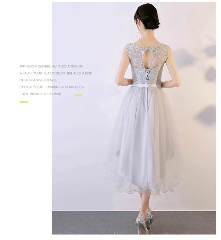 Robe de soiree, короткие платья для подружек невесты, серебристые, серые, Вечерние Платья для подружек невесты, вечерние платья, размер 6 H4187