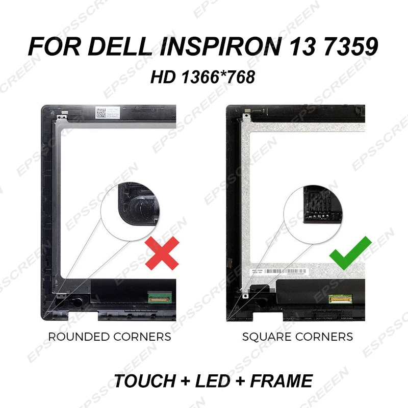 

replacement display for Dell Inspiron 13 7359 Touch HD LED LCD Screen Digitizer Bezel Assembly HD 1366*768 30PIN one camera hole