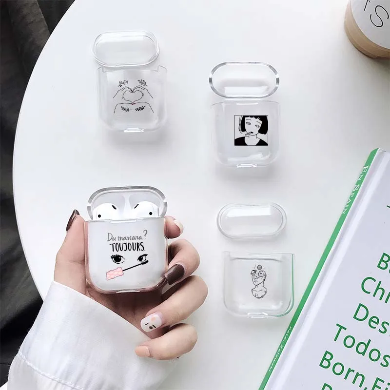 Мягкий силиконовый чехол для наушников Apple Airpods 1/2 милый прозрачный роскошный с
